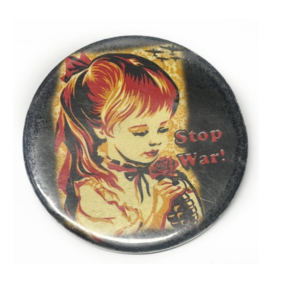 Vintage Stop War Button Pin